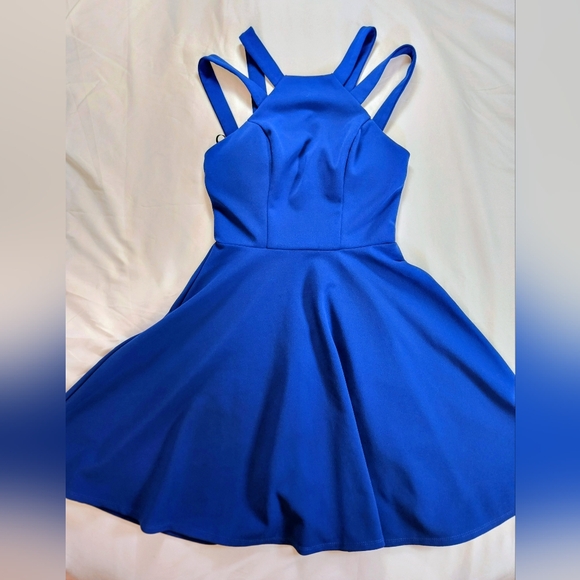 B Darlin Dresses & Skirts - B. Darlin Womens Royal Blue 2 Strapped Sleeveless Zippered Back Dress Size 0